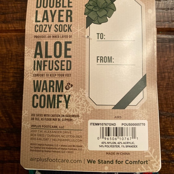 Christmas Gnome Socks Men Size 8-12.5 Double Layer Aloe Infused Cozy Socks - Picture 12 of 12